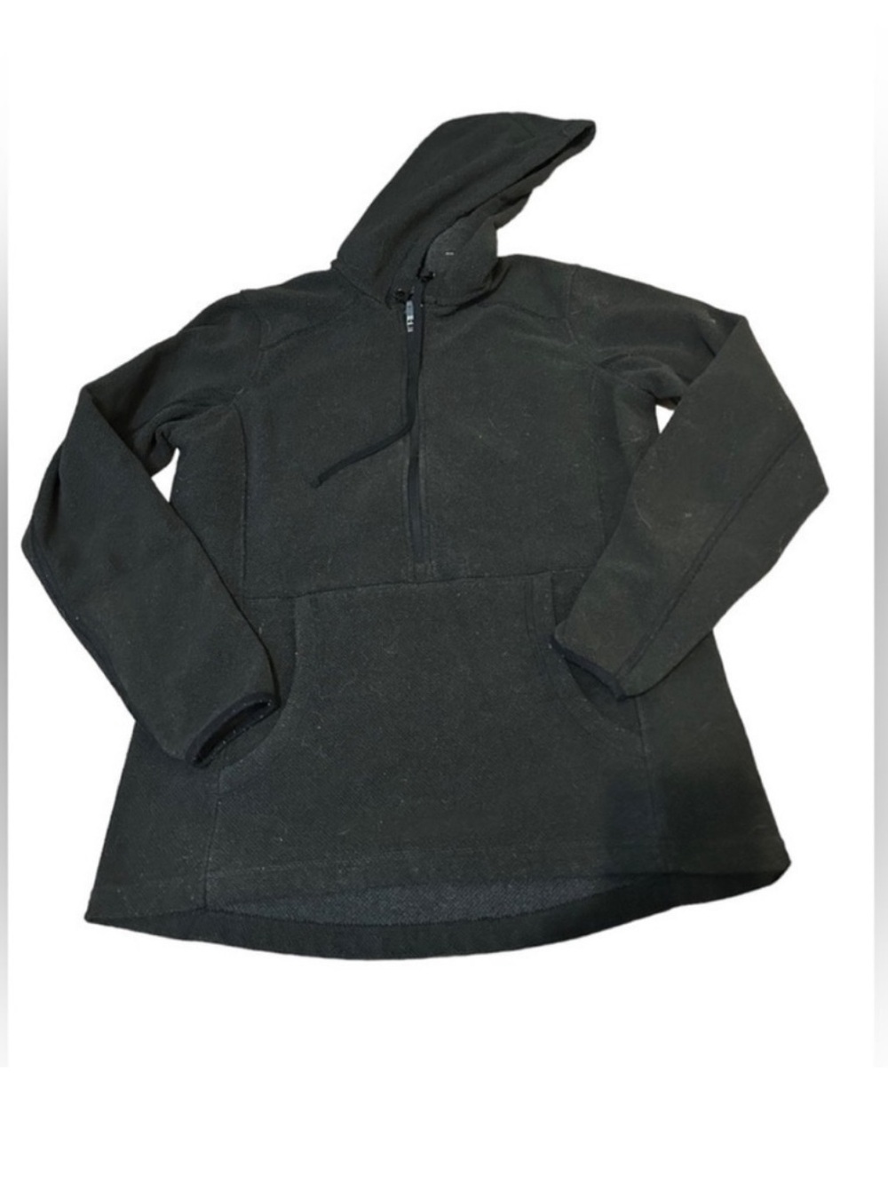Duluth Trading Co Gray Half Zip Fleece Hooded pullover jacket size Small